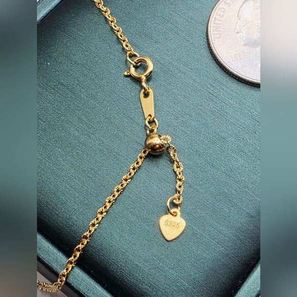 CHANEL Gold Necklace with Silver Crystal Accents. Silver S925 Solid SILVER CHAIN - Picture 3 of 3